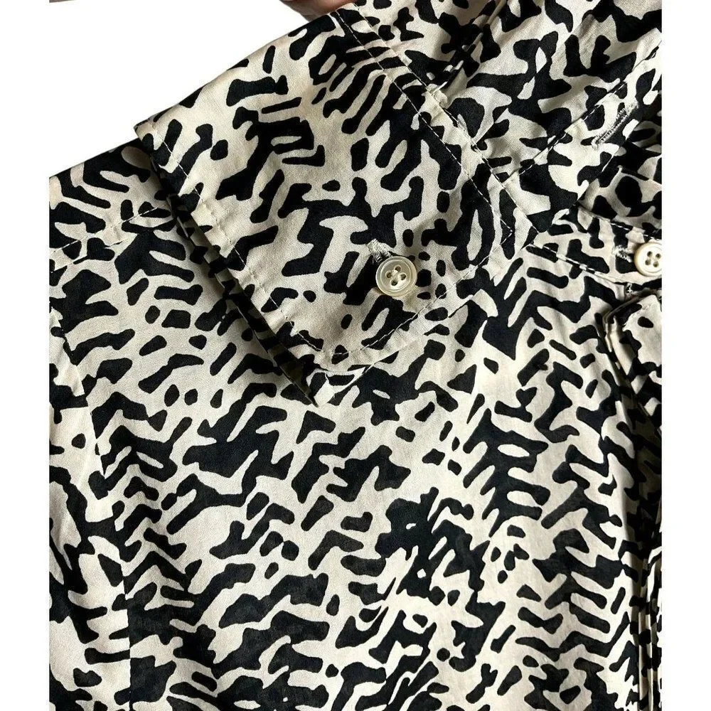J. Crew Strada Fan Placket Perfect Shirt, Black/Cream, 100% Cotton, size 4 - Picture 11 of 13